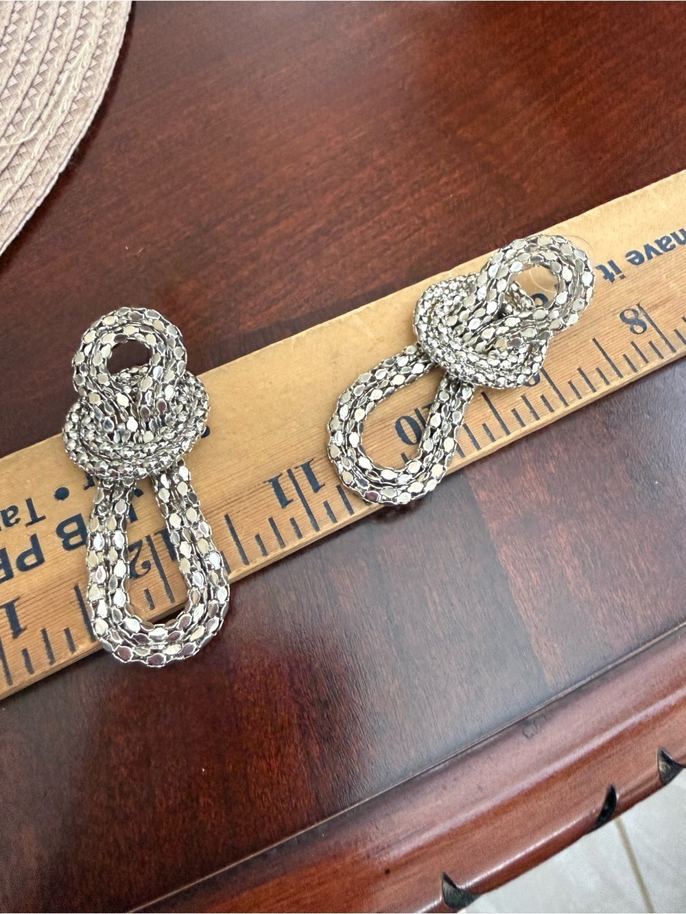 Vintage Silver Tone Pierced Earrings - Picture 2 of 2
